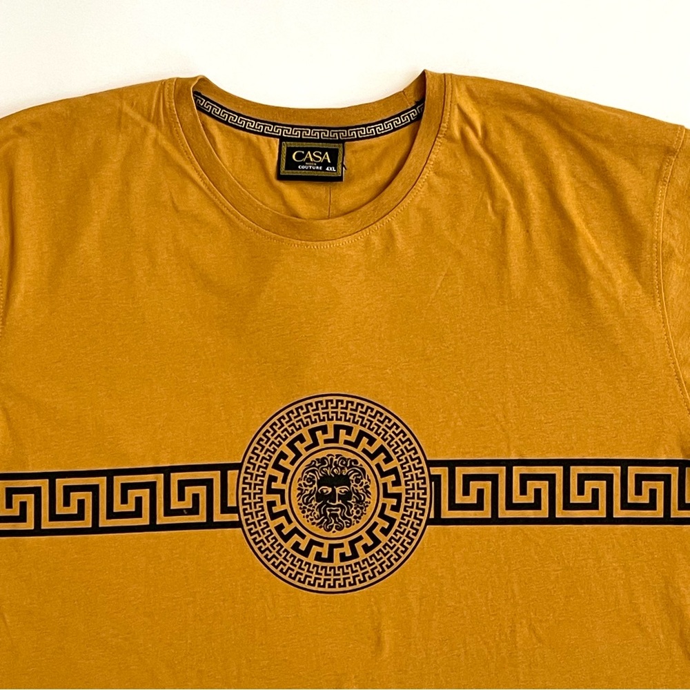 CASA MODA COUTURE T-Shirt Men's SIZE 4XL Or Pur Gold Medusa Logo Shirt Tee NWT - Picture 9 of 12